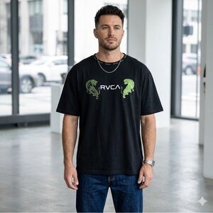 RVCA TIGER BLACK LOUNGEWEAR T-SHIRT SIZE M new with tag